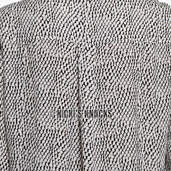 Adrianna Papell Black & White Print V Neck Long Sleeve Workwear Blouse Size S - Picture 6 of 10